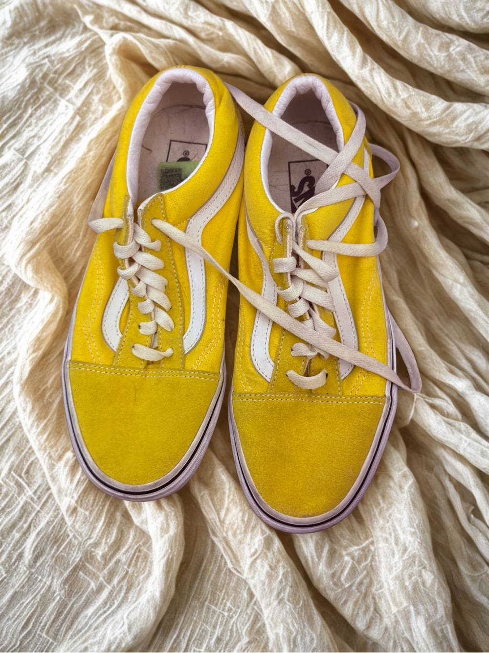 Vans Yellow Suede Low-Top Sneakers with White Trim